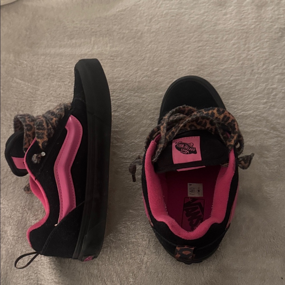 Vans Black and Pink Leopard Sneakers